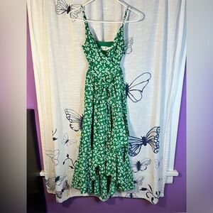 Eliza J Green Floral Wrap Maxi Dress